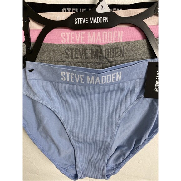 Steve Madden Seamless Bikini Size XL Panties 5 Pack Underwear Ribbed Pink Blue - Picture 3 of 8